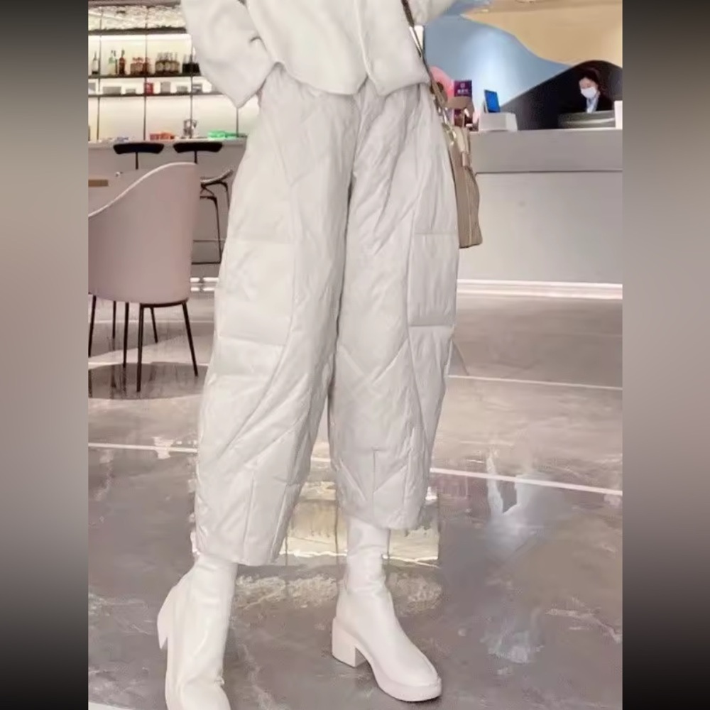 Stylish White Quilted Pants